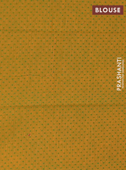 Chettinad cotton saree manthulir green and rust shade with thread woven buttas and temple thread woven simple border