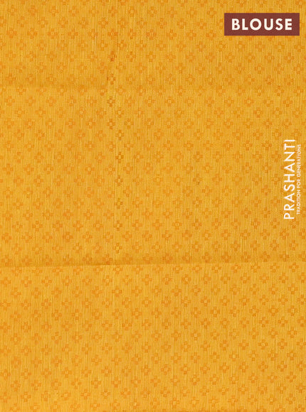 Chettinad cotton saree dark mustard and mustard yellow with thread woven buttas and temple thread woven simple border