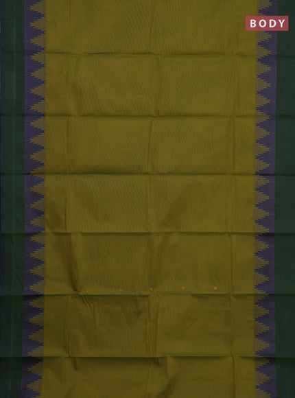 Chettinad cotton saree mehendi green and dual shade of greenish blue with thread woven buttas and temple thread woven simple border
