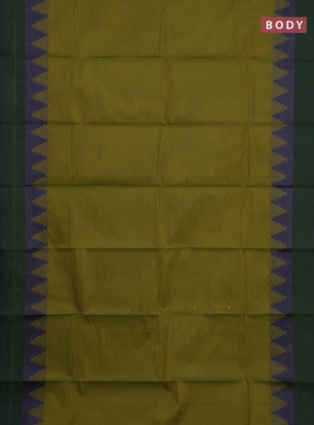 Chettinad cotton saree mehendi green and dual shade of greenish blue with thread woven buttas and temple thread woven simple border