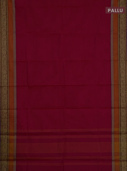 Chettinad cotton saree pink and purple with plain body and rettapet thread woven border