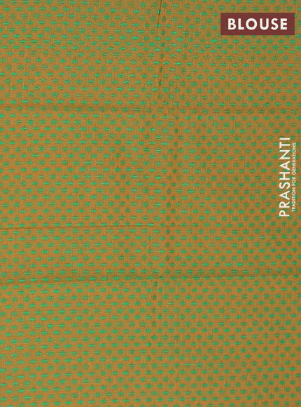 Chettinad cotton saree dual shade of green and mustard yellow with plain body and rettapet thread woven border