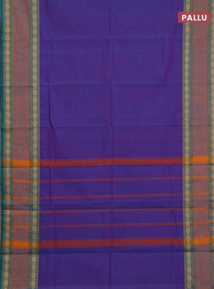 Chettinad cotton saree dual shade of bluish pink and teal green with plain body and rettapet thread woven border