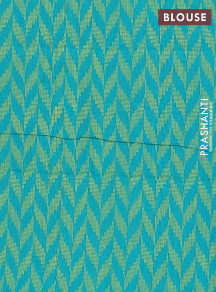 Chettinad cotton saree dual shade of bluish pink and teal green with plain body and rettapet thread woven border