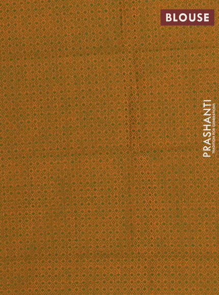 Chettinad cotton saree bottle green and mustard yellow with plain body and rettapet thread woven border
