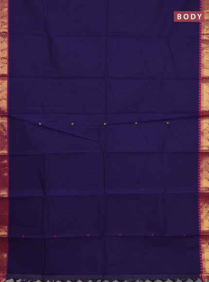 Chettinad cotton saree navy blue and pink with checks & thread woven buttas and zari woven border