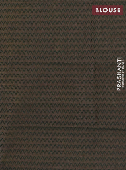 Chettinad cotton saree mustard yellow and green shade with thread woven buttas and thread woven border
