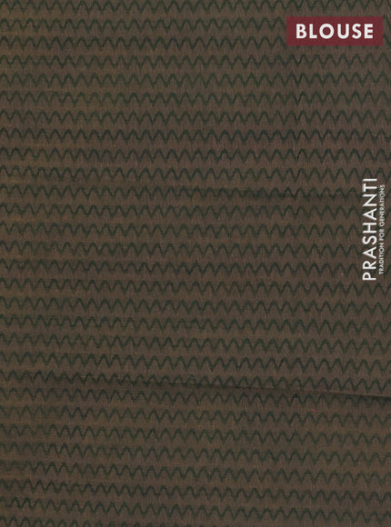 Chettinad cotton saree mustard yellow and green shade with thread woven buttas and thread woven border