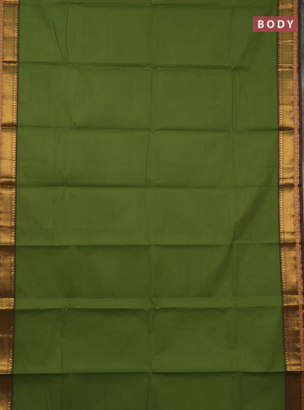 Chettinad cotton saree sap green and green shade with plain body and thread & zari woven border