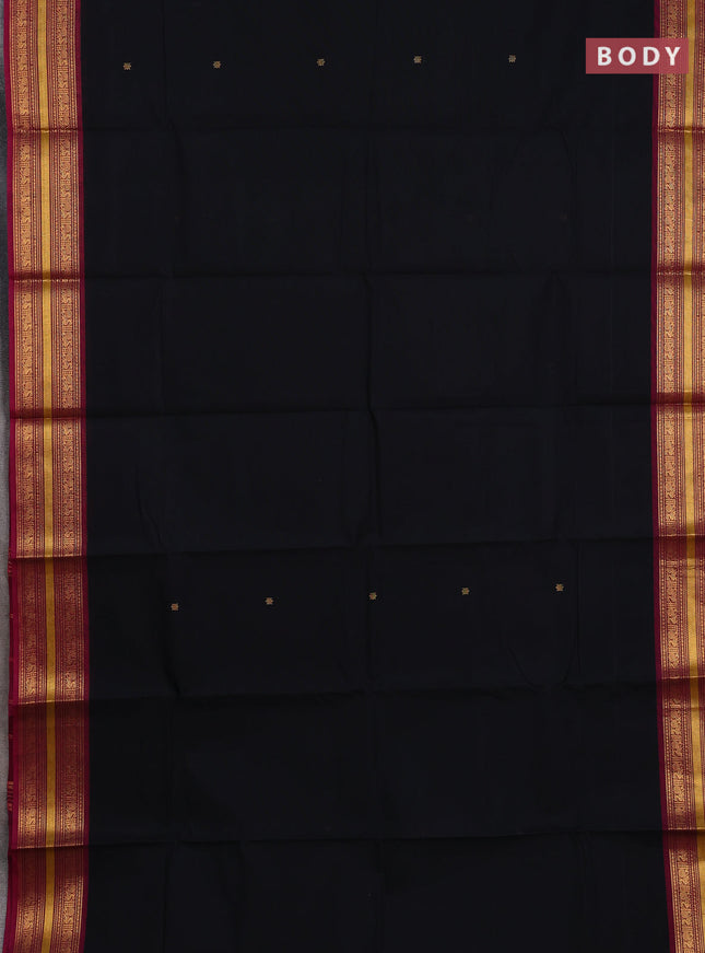 Chettinad cotton saree black and magenta pink with zari woven buttas and zari woven border