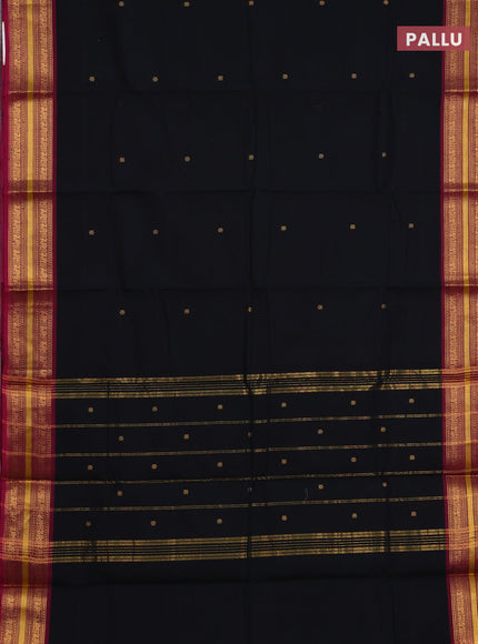 Chettinad cotton saree black and magenta pink with zari woven buttas and zari woven border