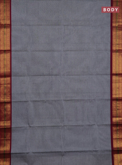 Chettinad cotton saree grey and magenta pink with plain body and zari woven border