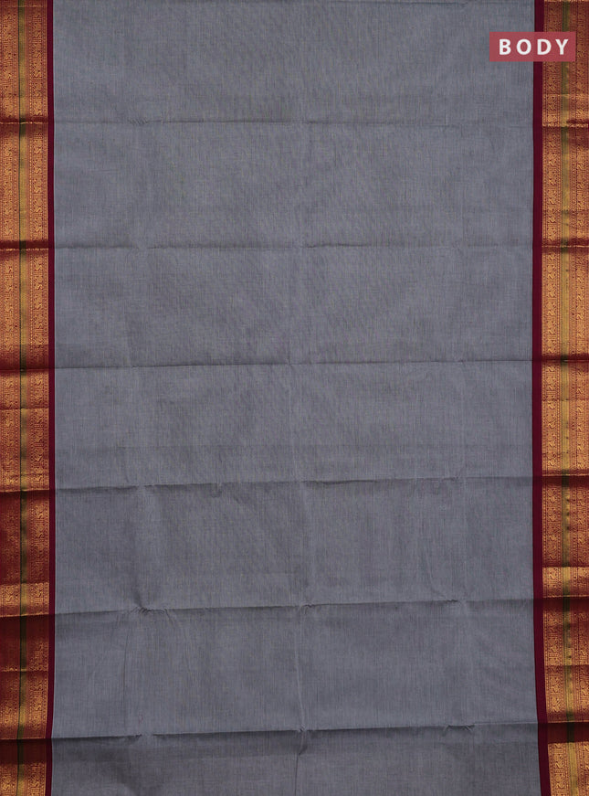 Chettinad cotton saree grey and magenta pink with plain body and zari woven border