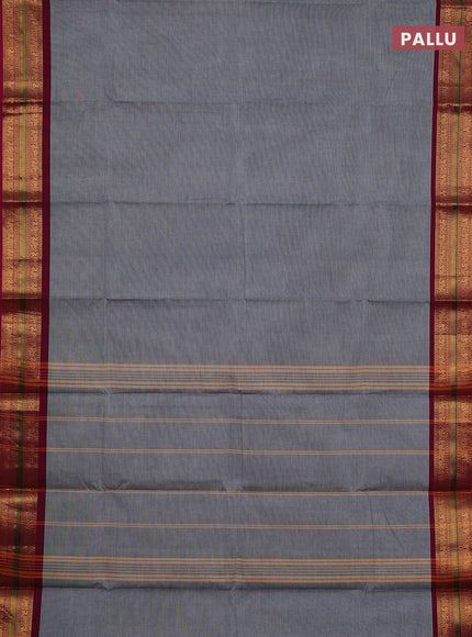 Chettinad cotton saree grey and magenta pink with plain body and zari woven border