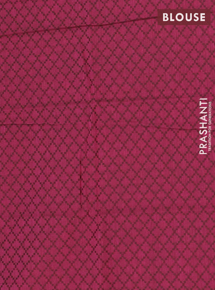 Chettinad cotton saree dark sandal and magenta pink with allover stripes pattern and rettapet zari woven border