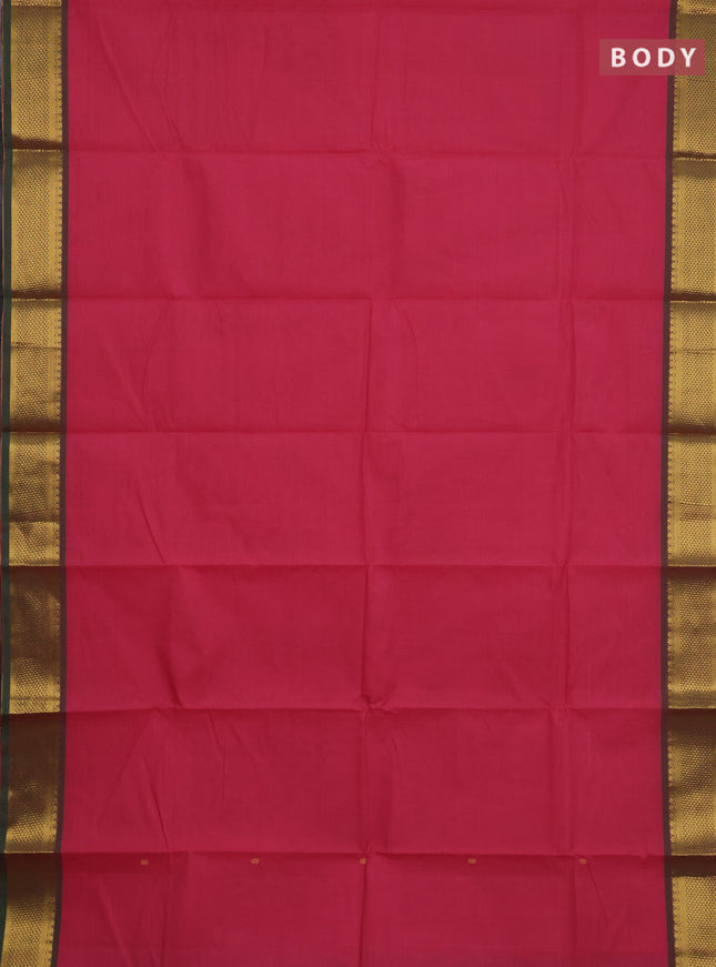 Chettinad cotton saree peach pink and green shade with thread woven buttas and zari woven border