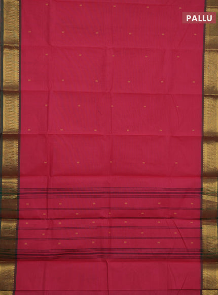 Chettinad cotton saree peach pink and green shade with thread woven buttas and zari woven border