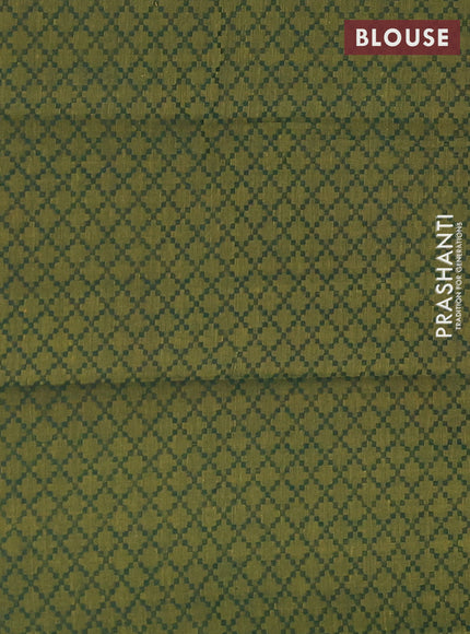 Chettinad cotton saree peach pink and green shade with thread woven buttas and zari woven border