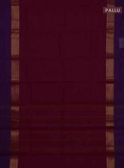Chettinad cotton saree magenta pink and purple with allover stripe pattern and long zari woven simple border