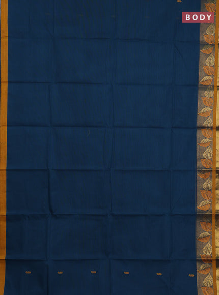 Chettinad cotton saree peacock green and mustard yellow with thread woven buttas and thread & zari woven border