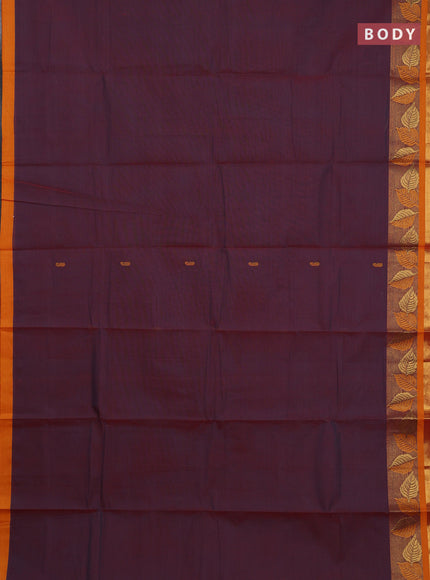 Chettinad cotton saree maroon shade and mustard yellow with thread woven buttas and thread & zari woven border