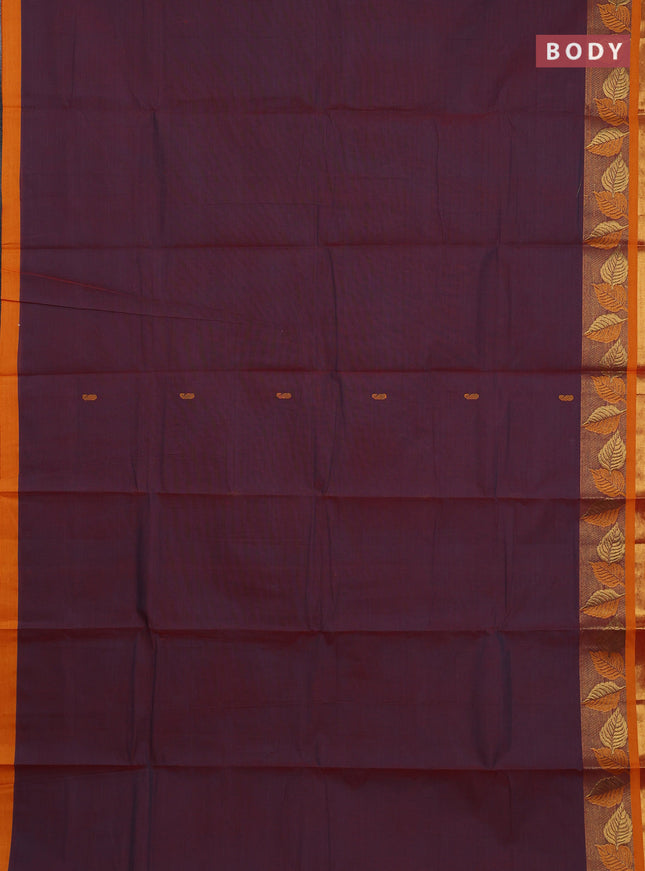 Chettinad cotton saree maroon shade and mustard yellow with thread woven buttas and thread & zari woven border