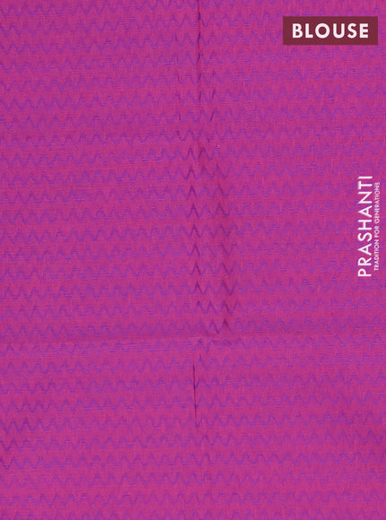 Chettinad cotton saree teal blue and magenta pink with plain body and rettapet zari woven border