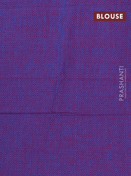 Chettinad cotton saree blue and purple with thread woven buttas and zari woven border