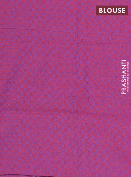 Chettinad cotton saree elaichi green and purple with thread woven buttas and zari woven border