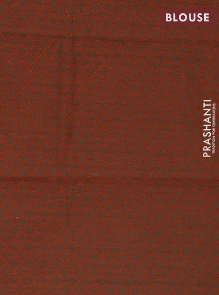 Chettinad cotton saree rust and rust shade with plain body and zari woven border