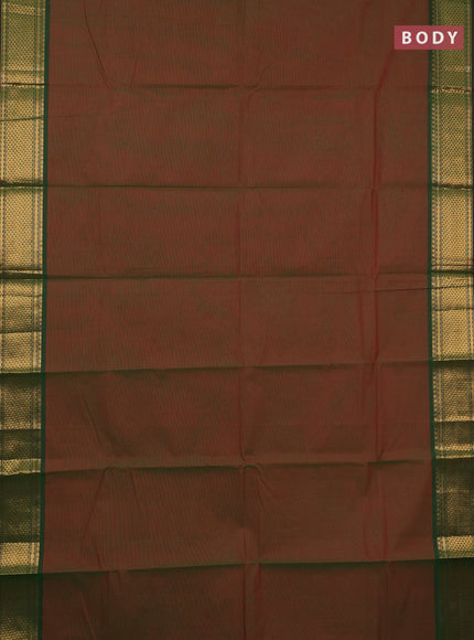 Chettinad cotton saree manthulir green and bottle green with plain body and zari woven border