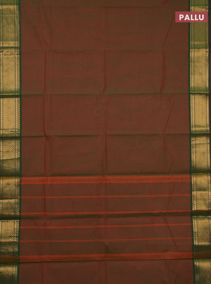 Chettinad cotton saree manthulir green and bottle green with plain body and zari woven border
