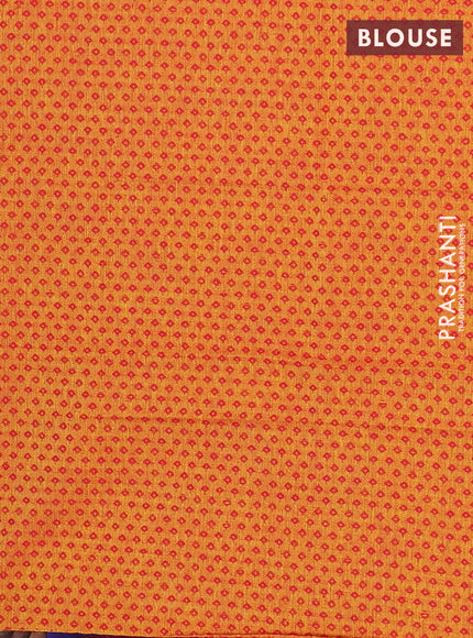 Chettinad cotton saree blue and mustard yellow with thread woven buttas and ganga jamuna border