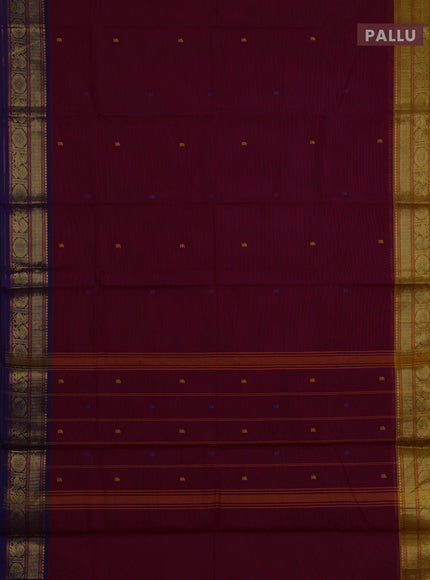 Chettinad cotton saree magenta pink and mustard yellow with thread woven buttas and ganga jamuna border
