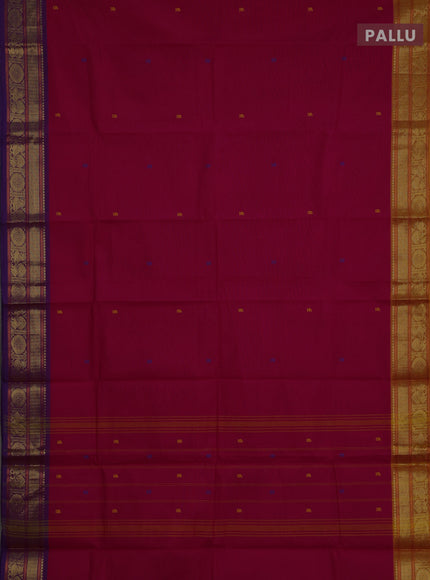 Chettinad cotton saree pink and mustard yellow with thread woven buttas and ganga jamuna border