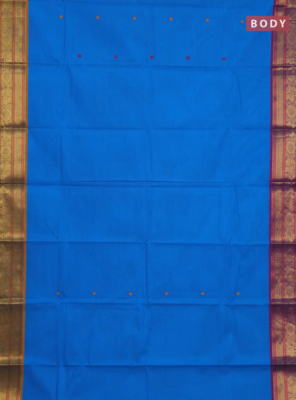 Chettinad cotton saree cs blue and purple with thread woven buttas and ganga jamuna border