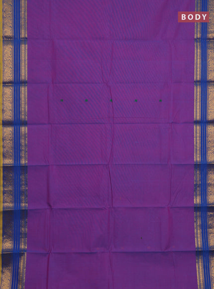 Chettinad cotton saree purple and lime green with thread woven buttas and zari woven border