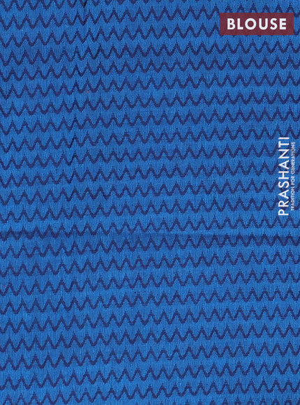 Chettinad cotton saree light blue and peacock blue with thread woven buttas and zari woven border