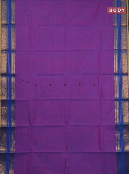 Chettinad cotton saree purple and mustard yellow with thread woven buttas and zari woven border