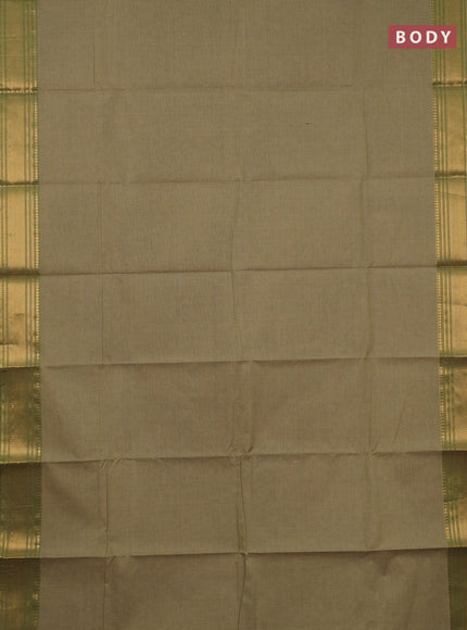 Chettinad cotton saree elaichi green and green with allover small checked pattern and zari woven border