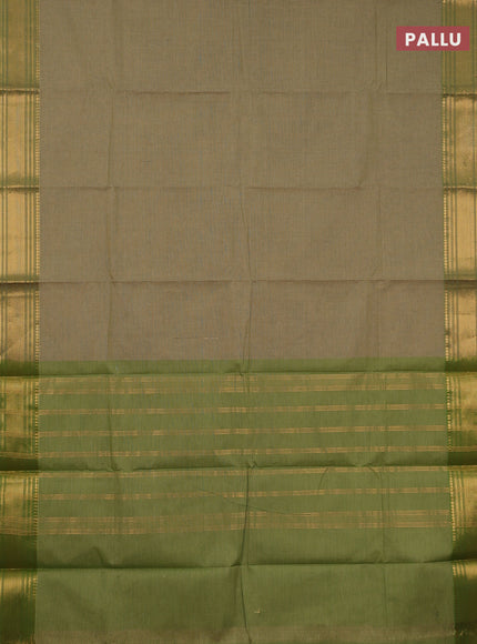 Chettinad cotton saree elaichi green and green with allover small checked pattern and zari woven border