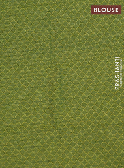Chettinad cotton saree dual shade of green with allover small checked pattern and zari woven border