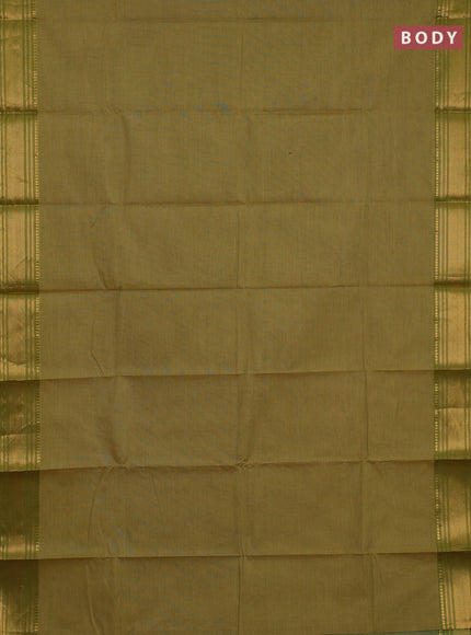 Chettinad cotton saree green with allover small checked pattern and zari woven border