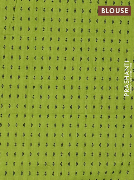 Chettinad cotton saree green with allover small checked pattern and zari woven border