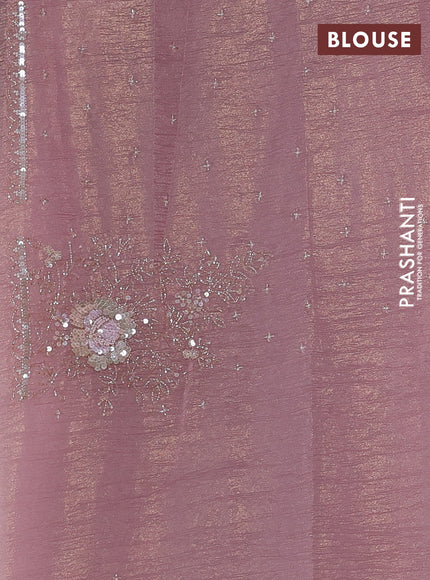 Crush tissue saree pastel pink with allover sequin & beaded work