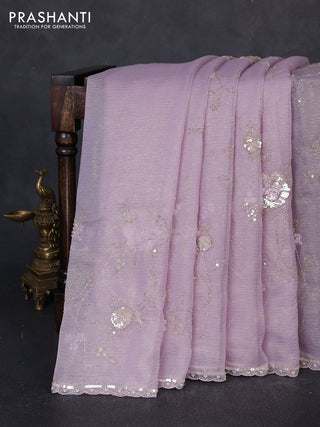 Crush tissue saree mild lavender with allover sequin & beaded work