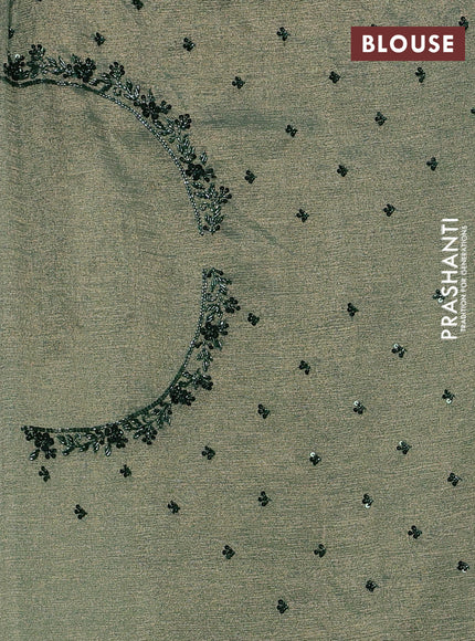 Crush tissue saree green with sequin embroidery buttas and sequin embroidery pallu & border