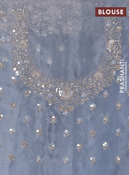 Organza saree pastel blue with allover sequin embroidery work