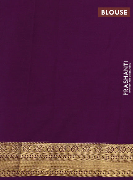 Semi kanchipuram silk saree teal blue and purple with allover zari weaves & buttas and zari woven border
