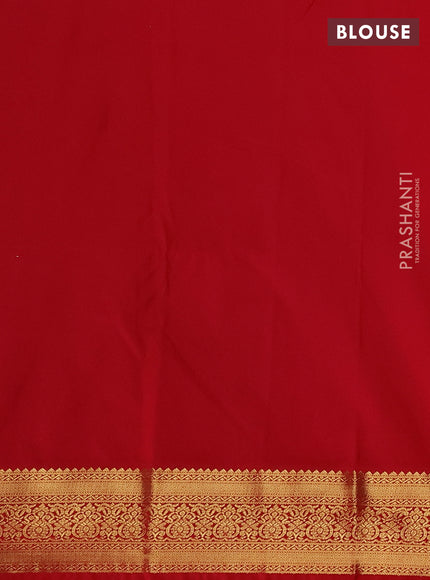 Semi kanchipuram silk saree mild peach pink and red with allover zari stripe & buttas and zari woven border